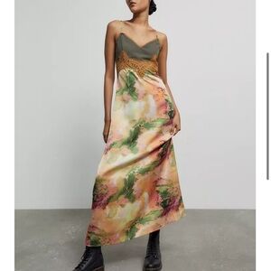 Urban Outfitters tie dye Dorian satin slip dress